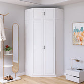 Corner Wardrobe Household Bedroom Small Apartment Solid Wood 90 Degree Master Bedroom Corner 7-character L-shaped Corner Wardrobe Combination Storage